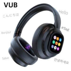 VUB Auriculares X1 PRO Inalámbricos Supraaurales con Pantalla Táctil LCD Cancelación de Ruido Bluetooth 6.0 Diseño Ajustable para Hombre y Mujer Aplicación Móvil Multifuncional